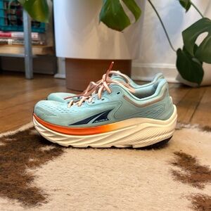 Altra Via Olympus 5 Women's Aqua Athletic Running Shoe with Orange Accent